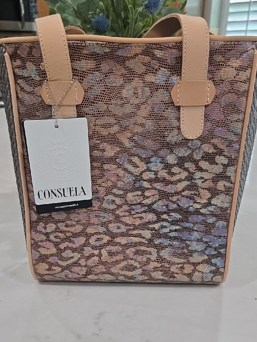 Consuela Pink Metallic Floral Tote